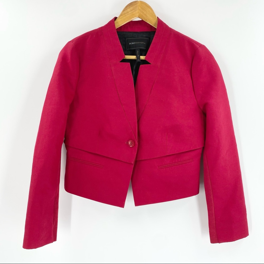 BCBG MaxAzria Red Crop Blazer Jacket sz M